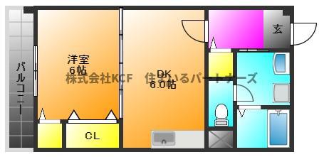 栗木第8ビル(1DK/2階)の間取り写真