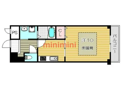 アンプルールフェールヒカリ櫻代(1K/3階)の間取り写真