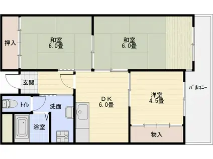 ユーネスト浅野(3DK/2階)の間取り写真