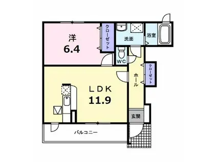 ボヌール(1LDK/1階)の間取り写真