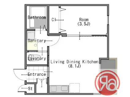 モアナ鷹合(1LDK/1階)の間取り写真