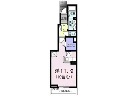 ラルーチェ(ワンルーム/1階)の間取り写真