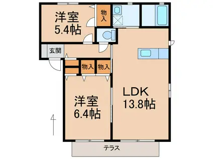 アン・セリジェII(2LDK/1階)の間取り写真