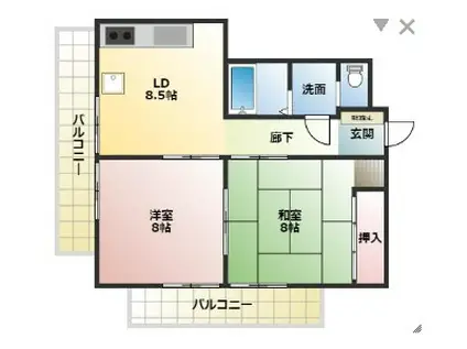 あづみマンション(2LDK/4階)の間取り写真