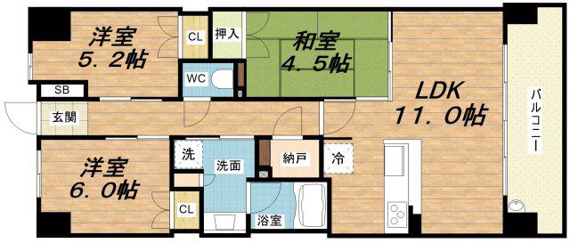大阪ベイレジデンス(2SLDK/8階)の間取り写真