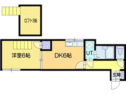 エスパレス若葉(1DK/1階)の間取り写真