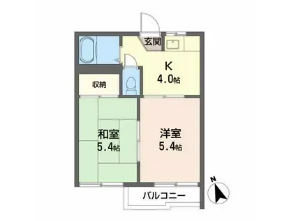 タウニィ蓬莱(2K/2階)の間取り写真