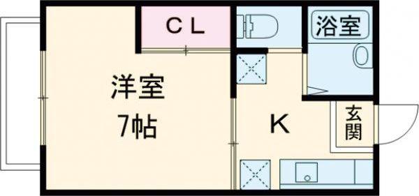 ポエム6(1K/1階)の間取り写真