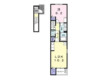 CRESCENDO(1LDK/2階)の間取り写真