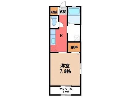 リバーアイランド(1K/1階)の間取り写真