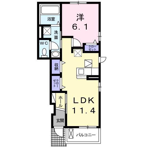 シトロンI(1LDK/1階)の間取り写真