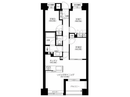 グランスイート神楽坂ピアースノースヒルズ(3LDK/3階)の間取り写真
