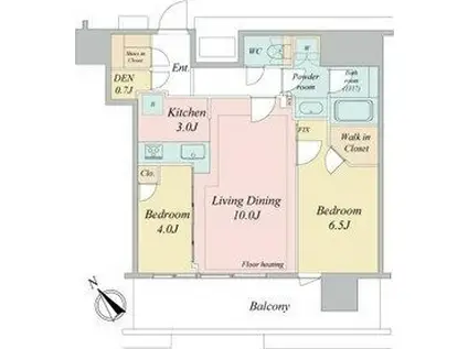 NAGOYA THE TOWER(2LDK/9階)の間取り写真