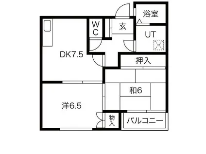ハイツリバービレッジ(2DK/4階)の間取り写真