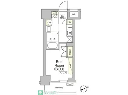 テラス大崎(1K/3階)の間取り写真