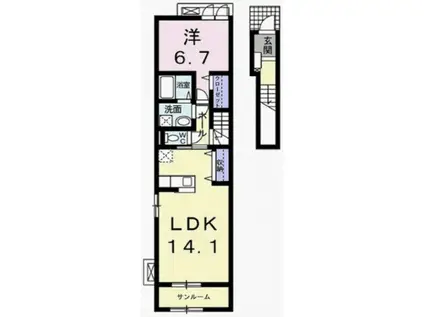 ロスマリーノ(1LDK/2階)の間取り写真