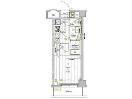 プレミアムキューブ大崎DEUX(1K/1階)の間取り写真