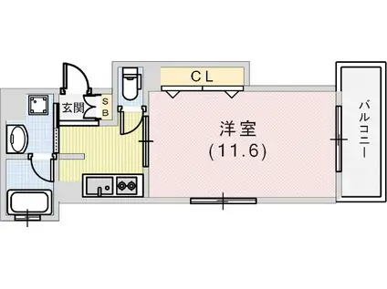エスティ・ロアール神戸西(1K/2階)の間取り写真
