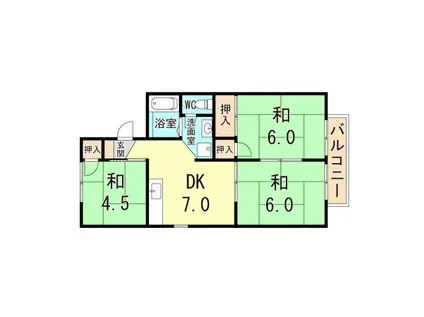 フジハイツ(3DK/2階)の間取り写真