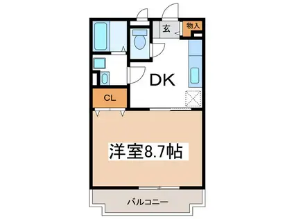あすなろマンションI(1DK/2階)の間取り写真
