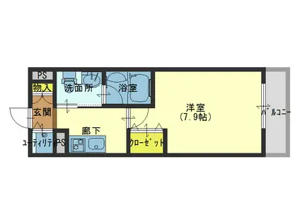 セイワパレス玉造(1K/7階)の間取り写真