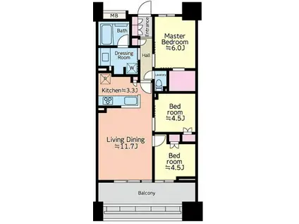 パークタワー向ケ丘遊園(3LDK/8階)の間取り写真