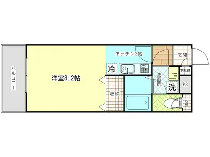 プリミエールアイ(1K/1階)の間取り写真