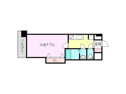 LUXE新大阪Ⅱ(1K/2階)の間取り写真