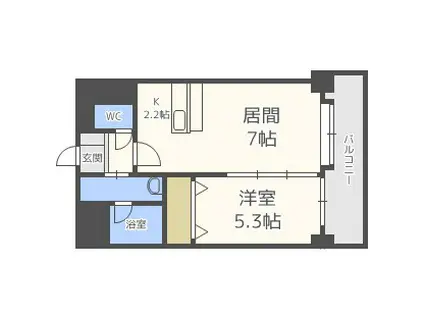 PRIME URBAN北3条通(1LDK/7階)の間取り写真