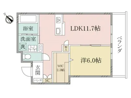 ヘーベルヴィレッジ横須賀うみかぜ公園(1LDK/3階)の間取り写真