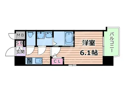 JMFレジデンス桜ノ宮(1K/10階)の間取り写真