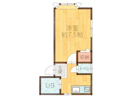 L-COLLECTION高校通(1K/1階)の間取り写真