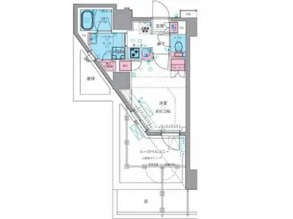 GENOVIA四谷三丁目GREEN VEIL(1K/3階)の間取り写真