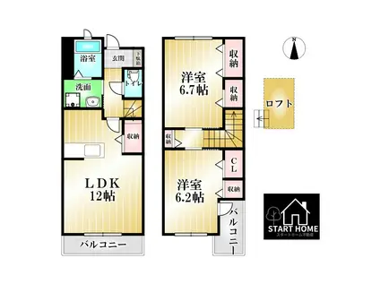 グレースコート C(2LDK/1階)の間取り写真