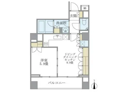 KDXレジデンス南麻布(1LDK/5階)の間取り写真