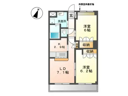 メープル メゾン(2LDK/2階)の間取り写真