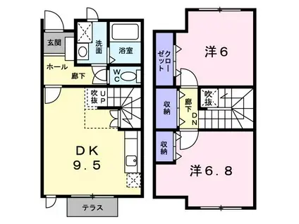 ヴェール・シュマンII(2DK/1階)の間取り写真