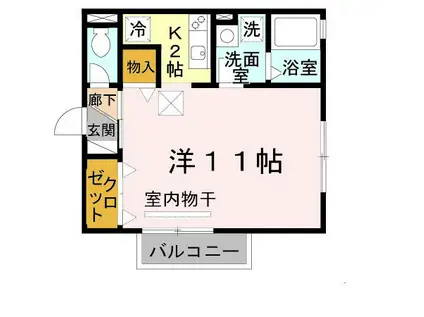 ベルコート木の座(1K/1階)の間取り写真