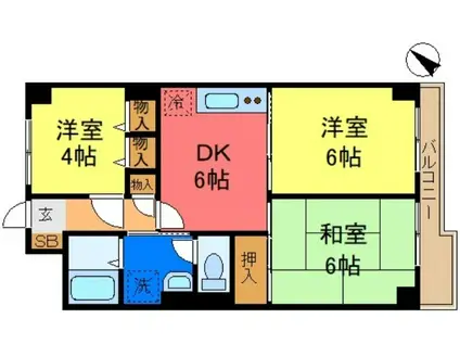 パシフィック新小岩(3DK/5階)の間取り写真