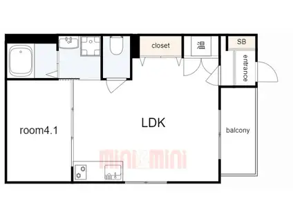 TRE COURT 兵庫II(1LDK/1階)の間取り写真