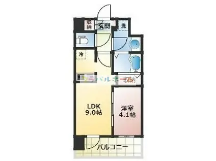 アドバンス新大阪ウエストゲートII(1LDK/13階)の間取り写真