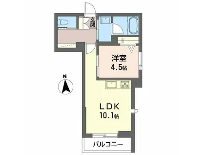 アンビシア西ノ内(1LDK/1階)の間取り写真