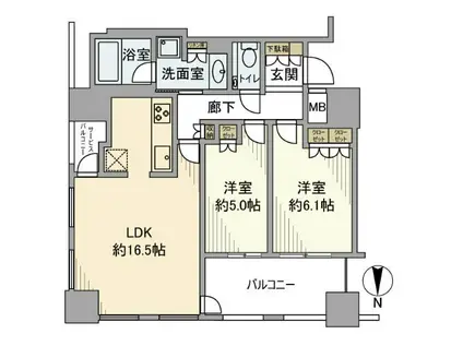 クラッシィタワー淀屋橋(2LDK/28階)の間取り写真