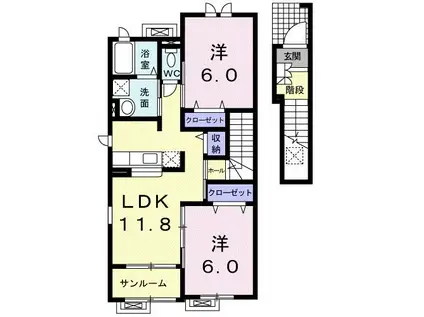 FORESTNINO(2LDK/2階)の間取り写真
