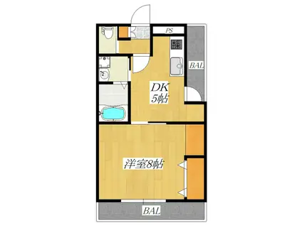 山一東尾久ステーツ(1DK/3階)の間取り写真