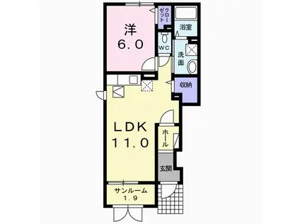 ベルヴェデーレ・パレス(1LDK/1階)の間取り写真