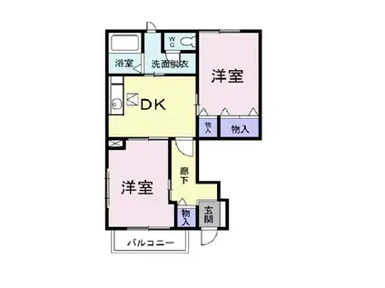 クレセールおおつ野A(2DK/1階)の間取り写真