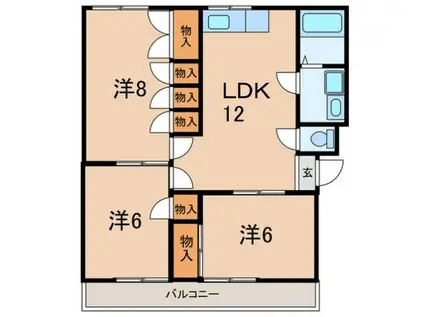 山手マンション(3LDK/2階)の間取り写真