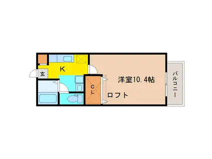 シンフォニア(1K/1階)の間取り写真