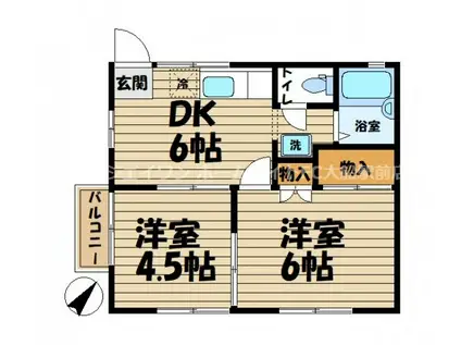 ハイホーム大船(2DK/2階)の間取り写真